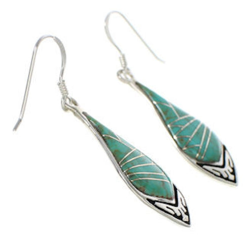 Southwestern Sterling Silver Turquoise Hook Dangle Earrings TX26445
